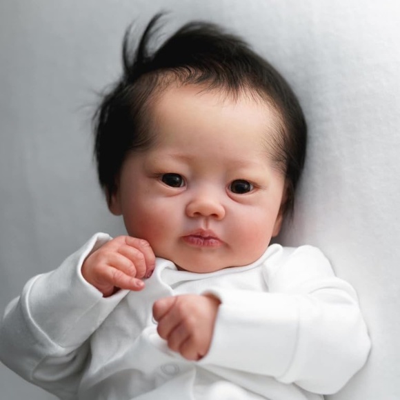 Other - 19 Inch Reborn Baby Doll Realistic Newborn with Rooted Hair Soft Cloth Body Gift